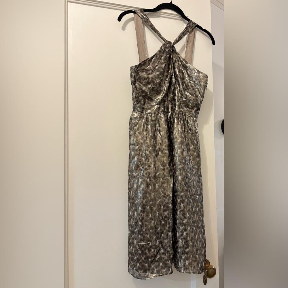 J. Crew Shimmering Silver and Black Dress
